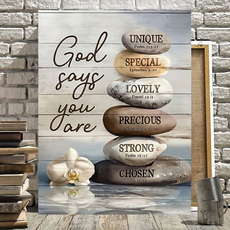 Inspirational Bible Verse Canvas Wall Art with Wood Frame