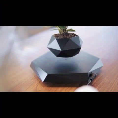 Magnetic Levitating Flower Pot - Contemporary Style, Polished Finish, Lightweight