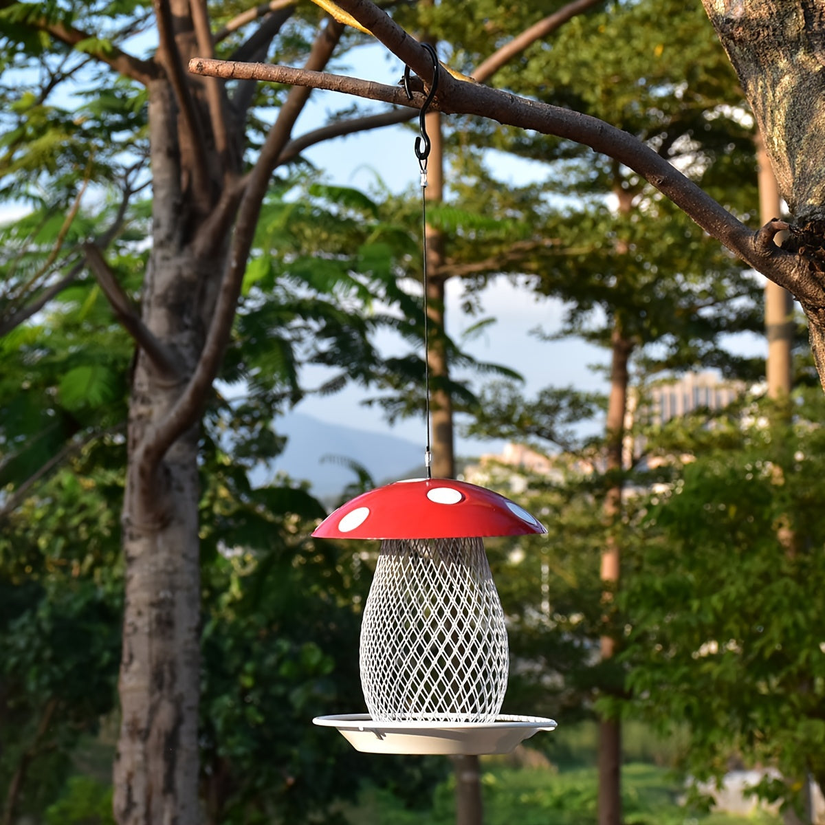 Classic Squirrel-Proof Mushroom Shape Hanging Bird Feeder