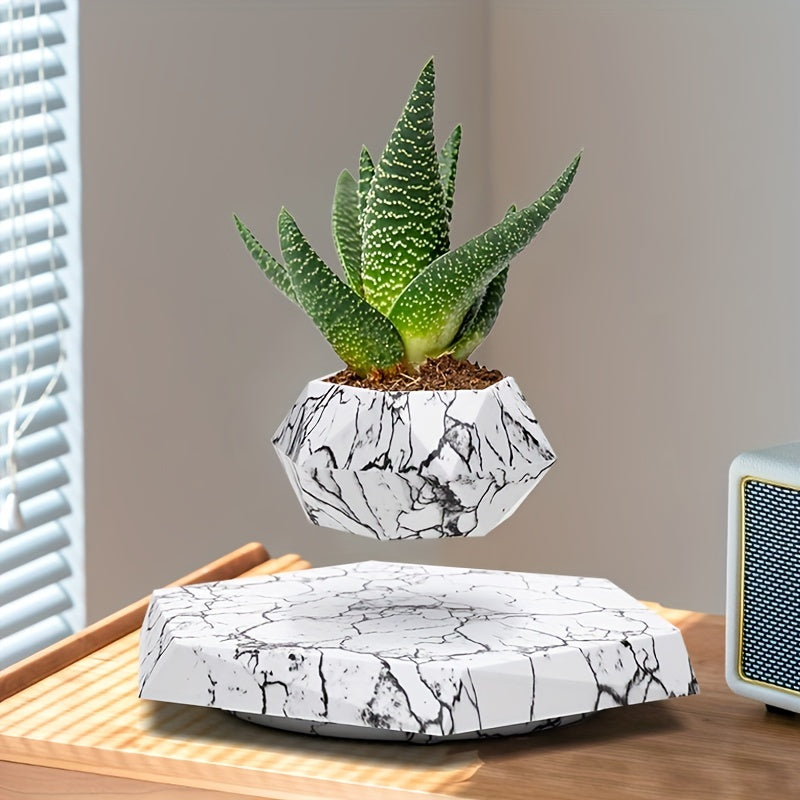 Magnetic Levitating Flower Pot - Contemporary Style, Polished Finish, Lightweight