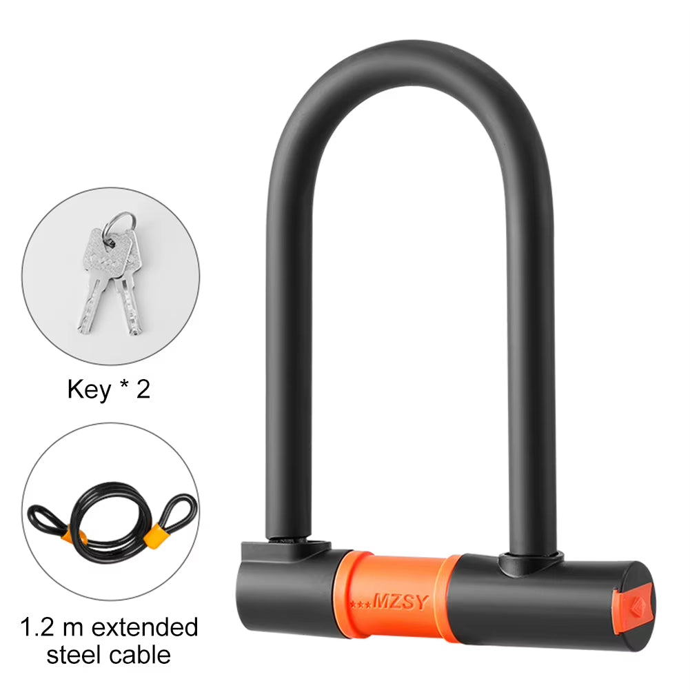 Bike U Lock Portable Mountain Road Bike Padlock Anti-Theft Safety Bike Lock Dustproof with 2 Keys Bicycle Accessories