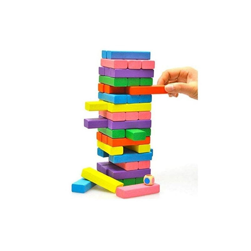 WOODBLOCK COLOURED & WOODEN TOWER BLOCKS GAME