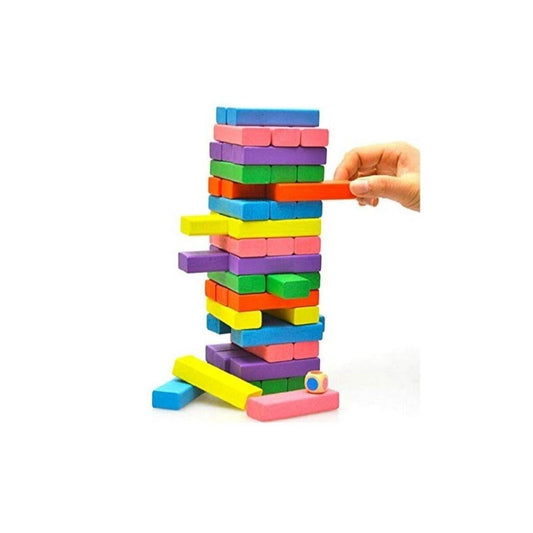 WOODBLOCK COLOURED & WOODEN TOWER BLOCKS GAME
