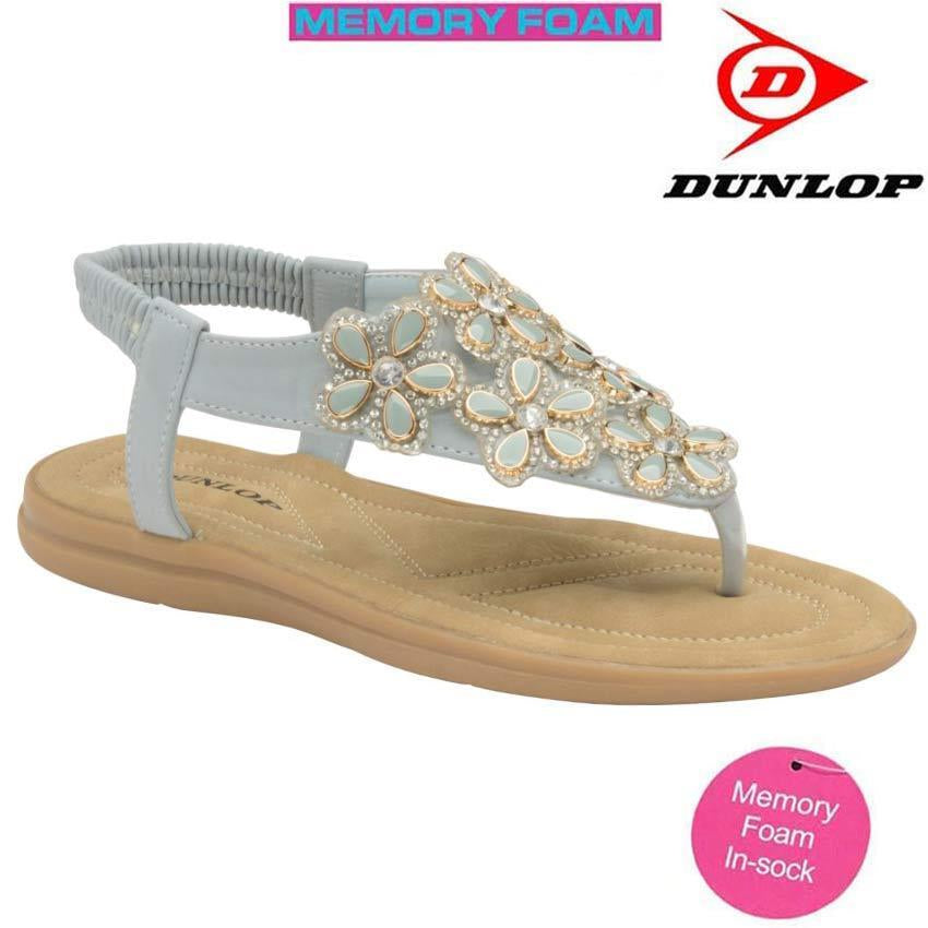 Ladies Memory Foam Low Wedge Heel Walking Toe Post Summer Strappy Sandals Shoes