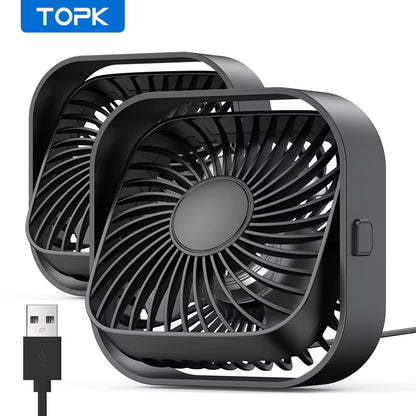USB Desk Fan,[2Pack]Strong Airflow&Quiet Operation Mini Personal Fan,3 Speed Wind Small Fan,360°Rotatable Table Cooling Fan