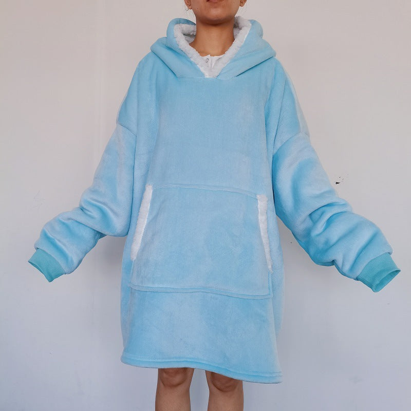 Flannel Lazy Fleece-lined Thickened Double Layer Composite Pullovers Home Wear