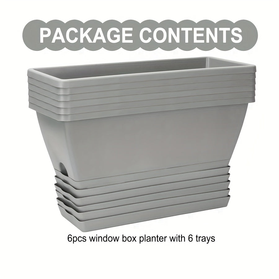 Window Box Planter with Drainage Holes and Trays