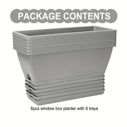 Window Box Planter with Drainage Holes and Trays