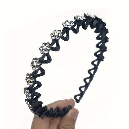 Non-slip Rhinestone Headbands - Elegant Solid Wave Design, Perfect for Styling and Everyday Charm