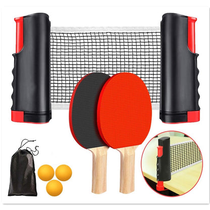 Ping Pong Paddle Set, Portable Table Tennis Set With Retractable Net