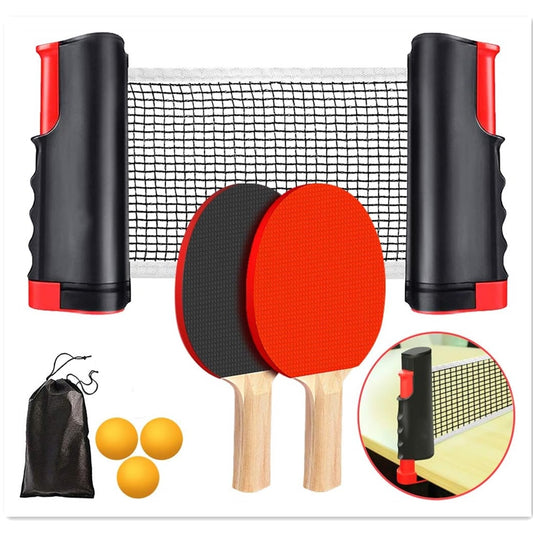 Ping Pong Paddle Set, Portable Table Tennis Set With Retractable Net