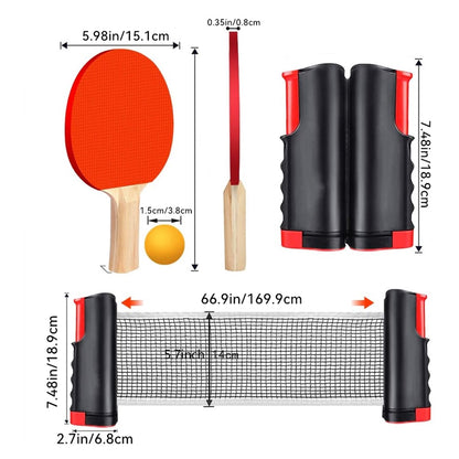 Ping Pong Paddle Set, Portable Table Tennis Set With Retractable Net