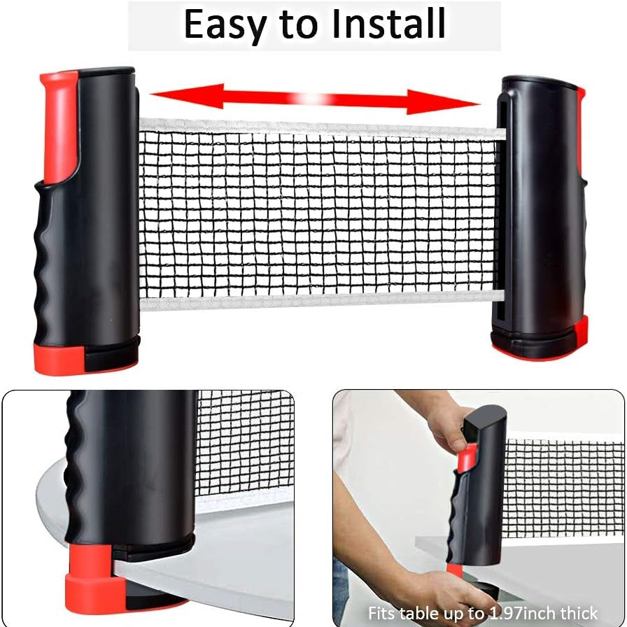 Ping Pong Paddle Set, Portable Table Tennis Set With Retractable Net