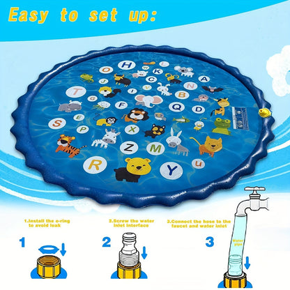 Water Sprinkler pad for Youngsters, Play A to Z Mat Outdoor Water Summer Toys