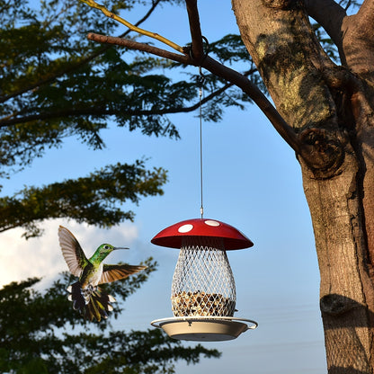 Classic Squirrel-Proof Mushroom Shape Hanging Bird Feeder