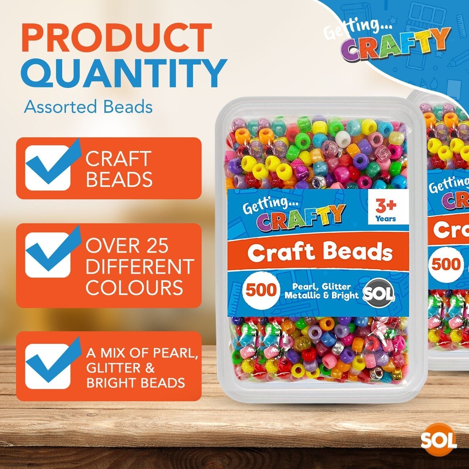 1000 Pony Beads Jewellery Making 9X6 Acrylic Plastic Mixed Glitter Pearl Barrel