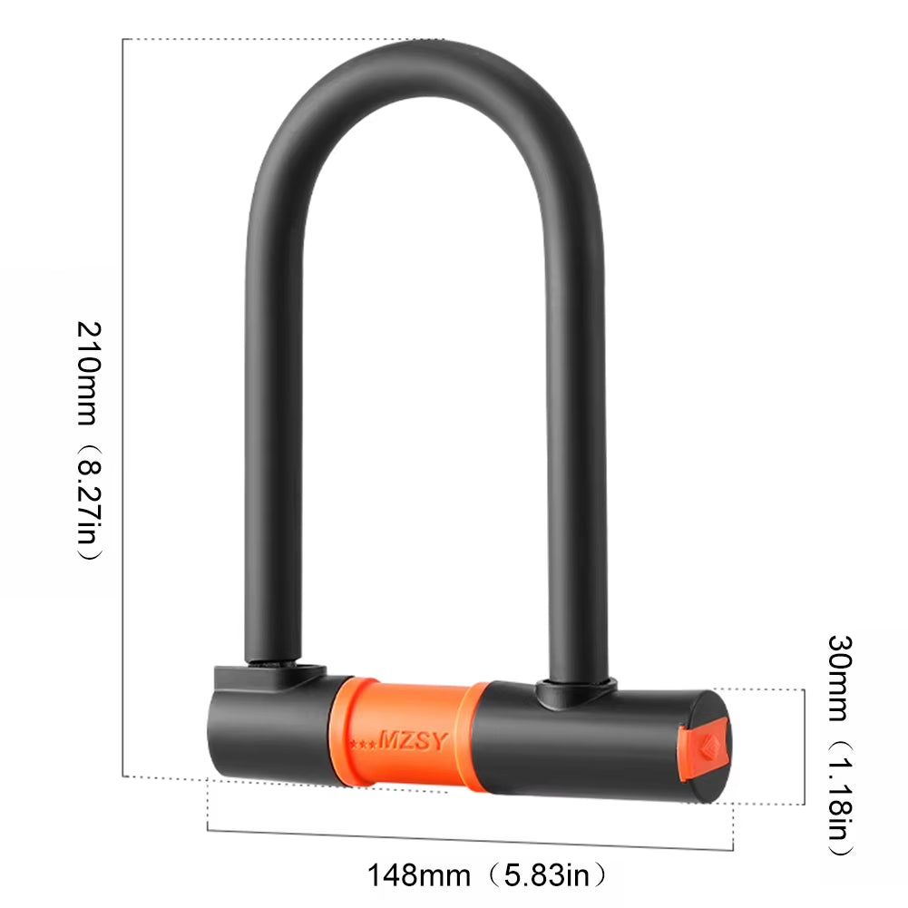 Bike U Lock Portable Mountain Road Bike Padlock Anti-Theft Safety Bike Lock Dustproof with 2 Keys Bicycle Accessories