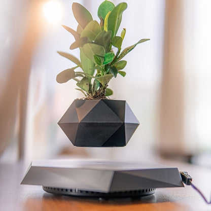 Magnetic Levitating Flower Pot - Contemporary Style, Polished Finish, Lightweight