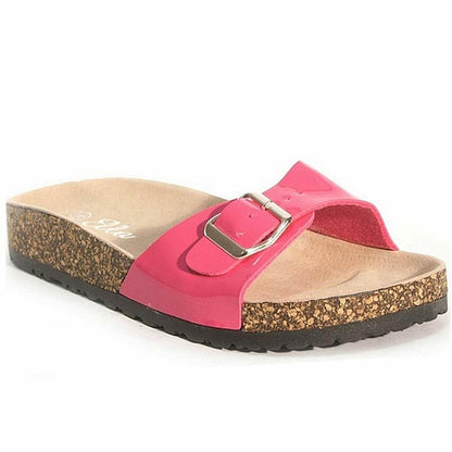 Ladies Faux Leather Sandals Wedge Heels Slider Walking Summer Beach Shoes Size