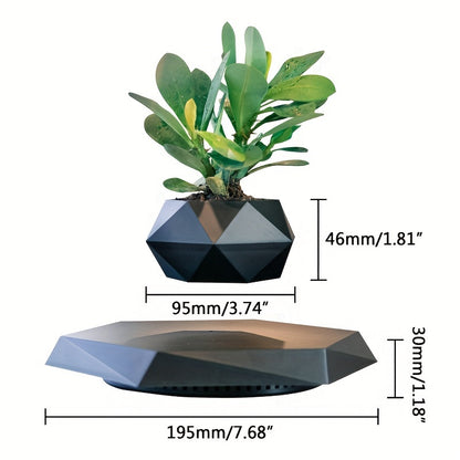 Magnetic Levitating Flower Pot - Contemporary Style, Polished Finish, Lightweight