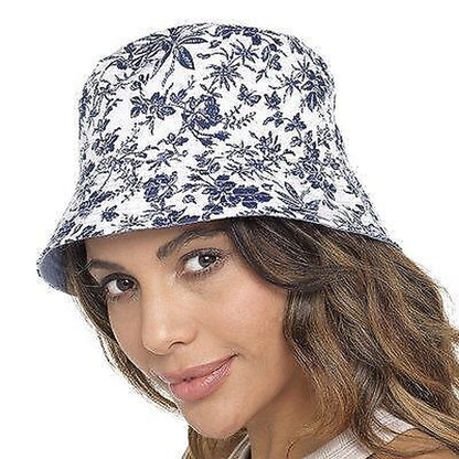 Bucket Hat Festival Summer Design Fishing Cap Beanie Denim Blue Cotton