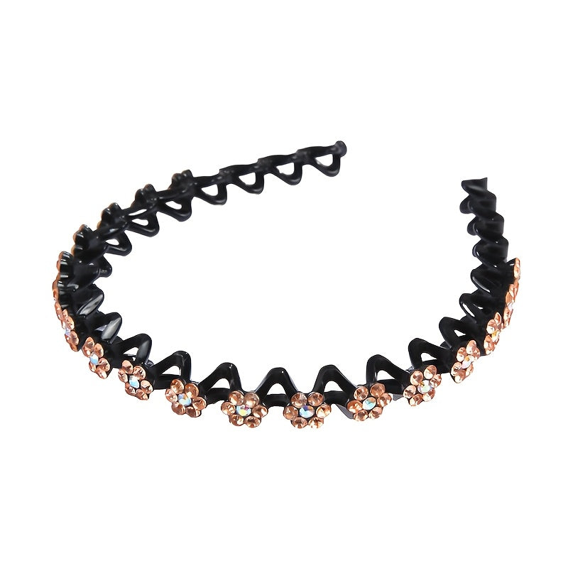 Non-slip Rhinestone Headbands - Elegant Solid Wave Design, Perfect for Styling and Everyday Charm