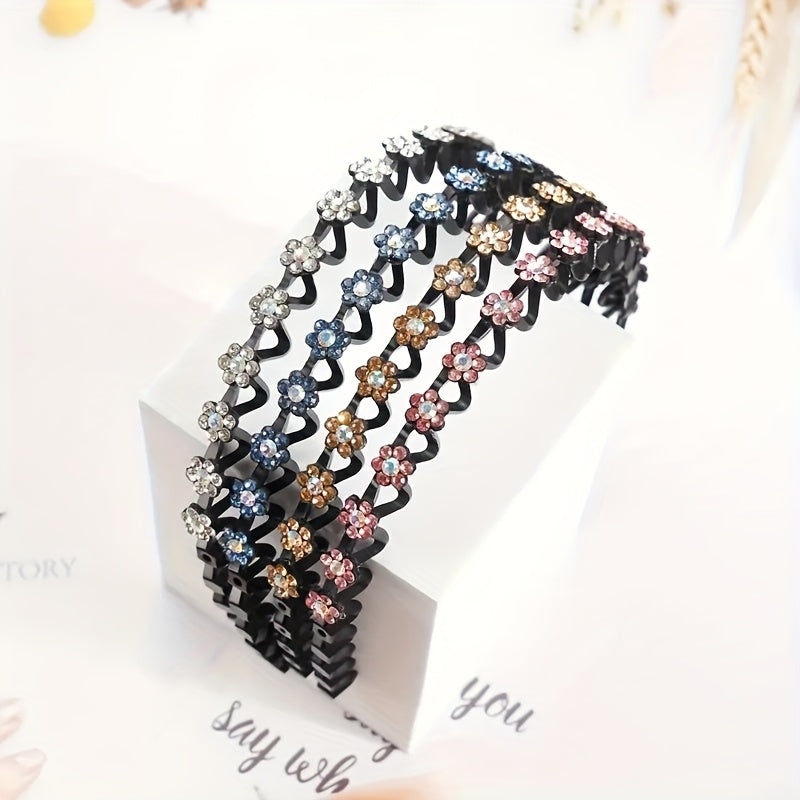 Non-slip Rhinestone Headbands - Elegant Solid Wave Design, Perfect for Styling and Everyday Charm