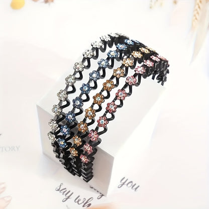Non-slip Rhinestone Headbands - Elegant Solid Wave Design, Perfect for Styling and Everyday Charm