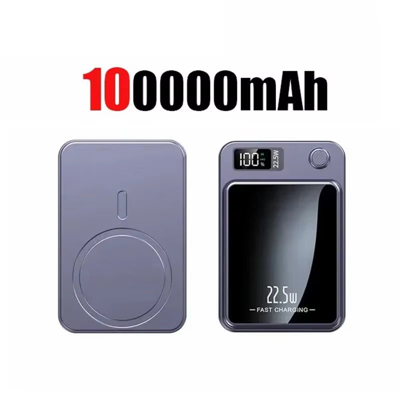 100000Mah Magnetic Power Bank Wireless Fast Charger for Magsafe Portable Auxiliary Battery Pack for Iphone Huawei Samsung 2025