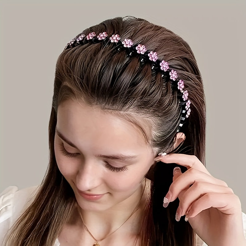 Non-slip Rhinestone Headbands - Elegant Solid Wave Design, Perfect for Styling and Everyday Charm