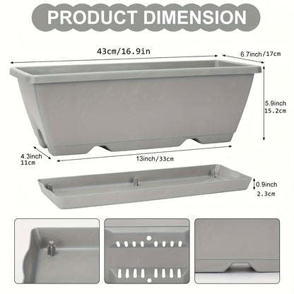 Window Box Planter with Drainage Holes and Trays