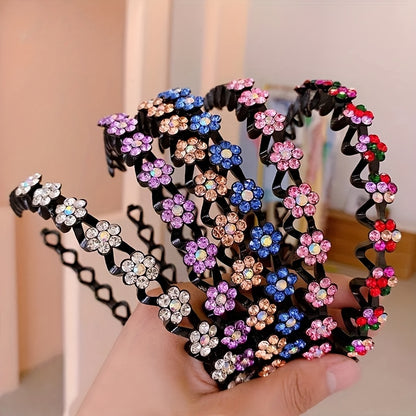 Non-slip Rhinestone Headbands - Elegant Solid Wave Design, Perfect for Styling and Everyday Charm
