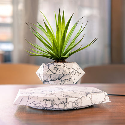 Magnetic Levitating Flower Pot - Contemporary Style, Polished Finish, Lightweight