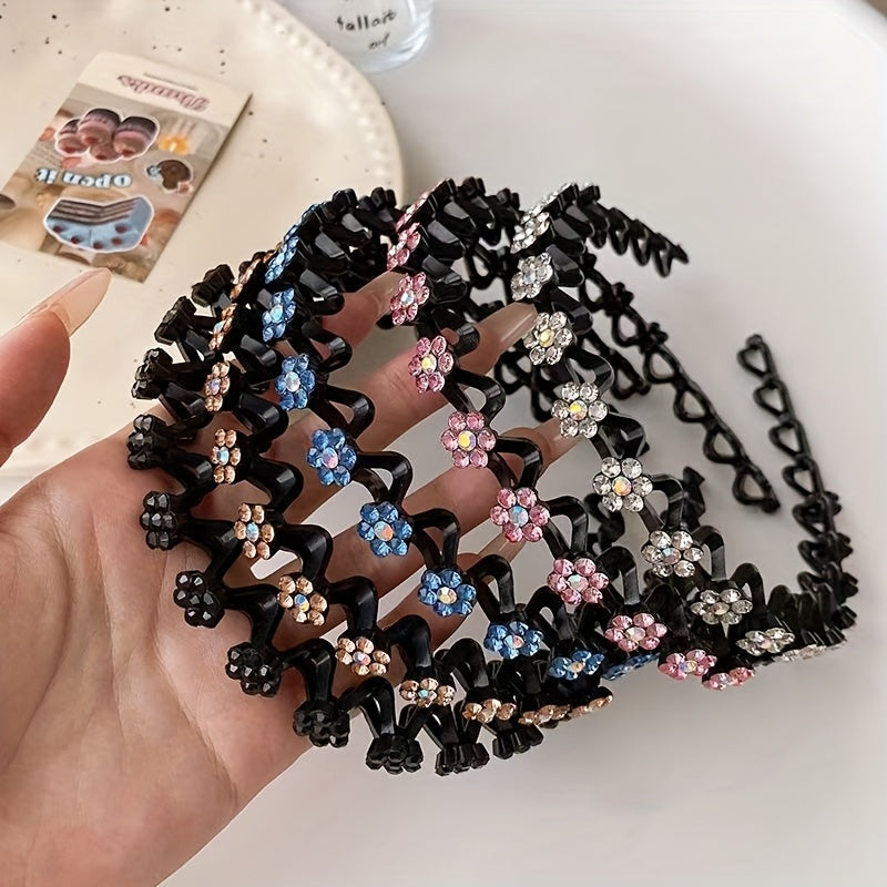 Non-slip Rhinestone Headbands - Elegant Solid Wave Design, Perfect for Styling and Everyday Charm