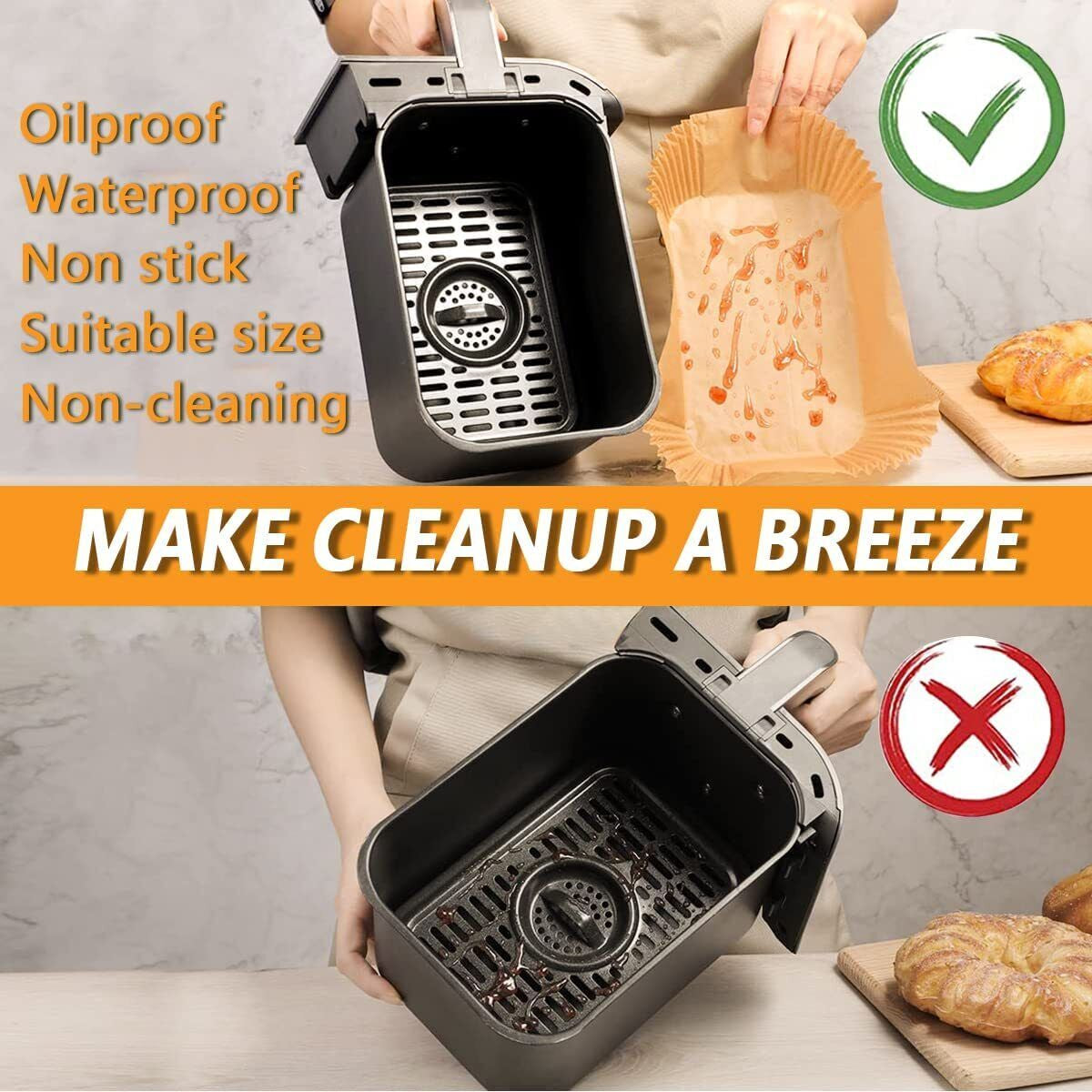 Disposable Air Fryer Paper Liners, Air Fryer Non-Stick Accessories UK