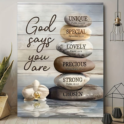 Inspirational Bible Verse Canvas Wall Art with Wood Frame