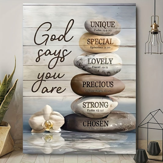 Inspirational Bible Verse Canvas Wall Art with Wood Frame