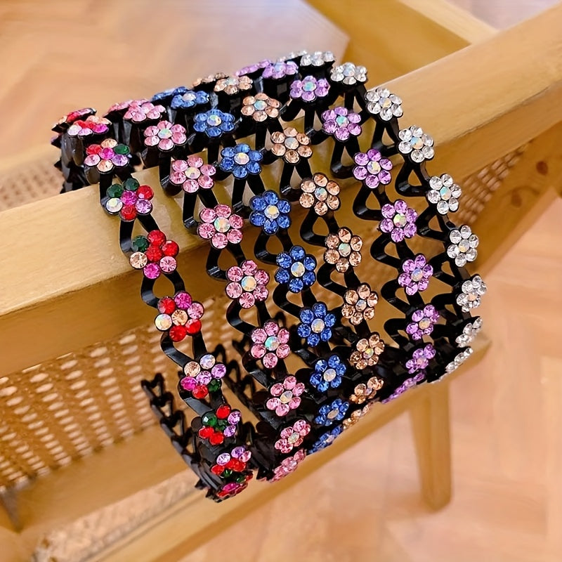 Non-slip Rhinestone Headbands - Elegant Solid Wave Design, Perfect for Styling and Everyday Charm