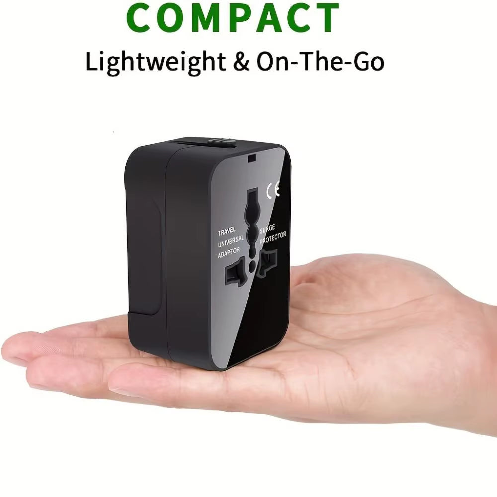 Universal Travel Adapter 1 USB+1 Type-C Charger Wall Charger AC Power Adapter USA EU UK AUS Converter Adapter USB Charger