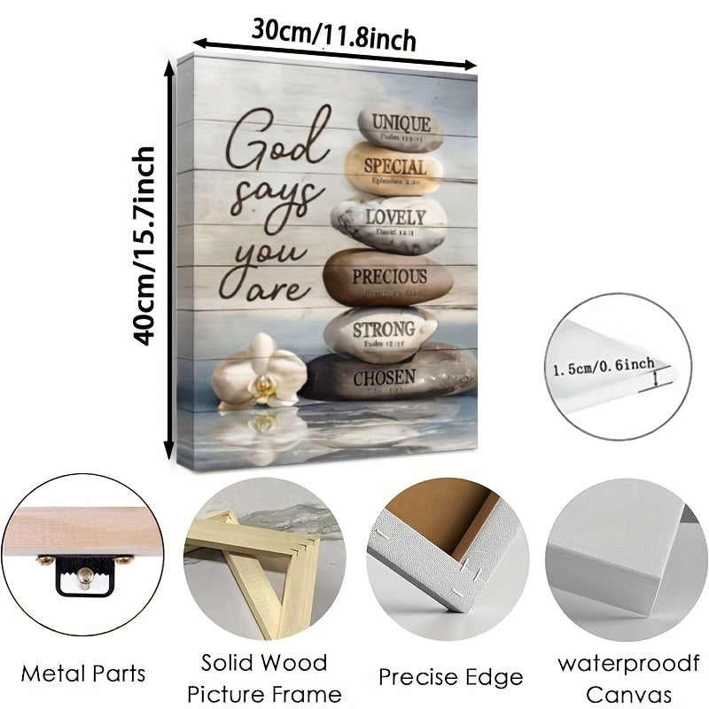 Inspirational Bible Verse Canvas Wall Art with Wood Frame
