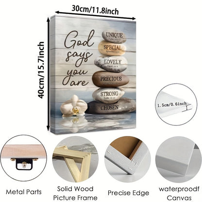 Inspirational Bible Verse Canvas Wall Art with Wood Frame