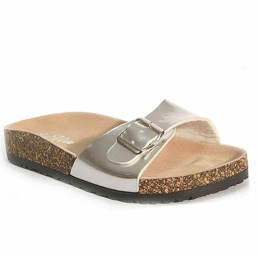 Ladies Faux Leather Sandals Wedge Heels Slider Walking Summer Beach Shoes Size