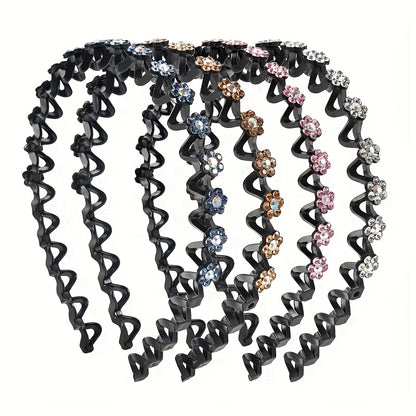 Non-slip Rhinestone Headbands - Elegant Solid Wave Design, Perfect for Styling and Everyday Charm