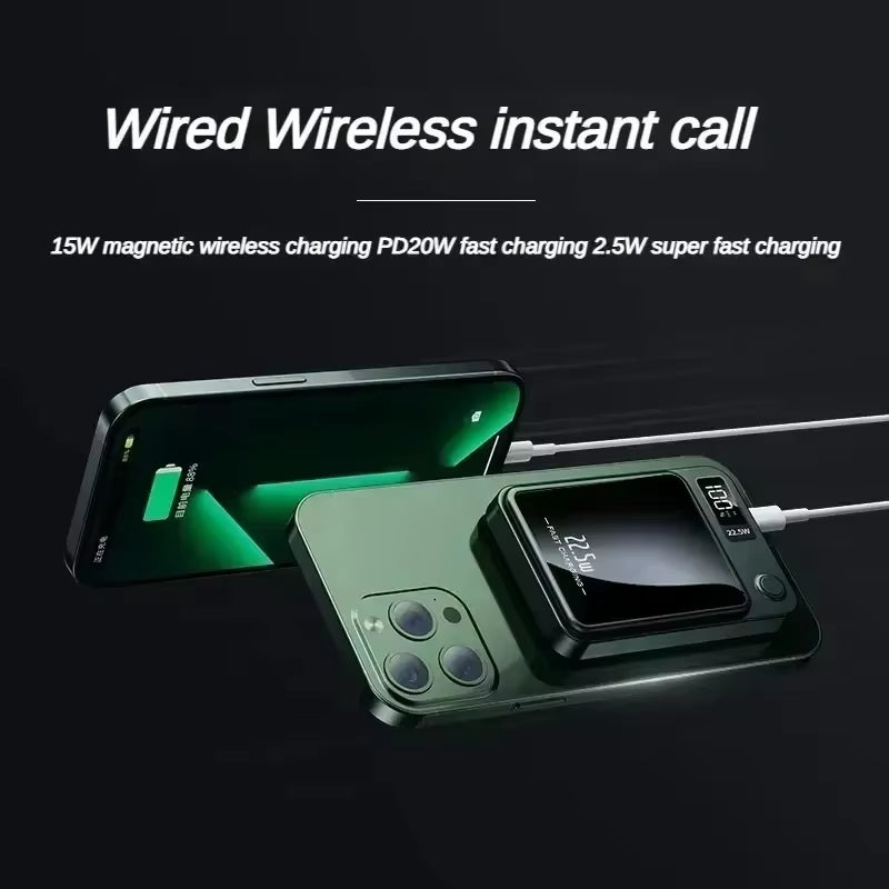 100000Mah Magnetic Power Bank Wireless Fast Charger for Magsafe Portable Auxiliary Battery Pack for Iphone Huawei Samsung 2025