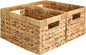 Wicker Storage Baskets for Shelves, Shelf Basket with Handles, Woven Bathroom Organizer, Natural Water Hyacinth, 2-Pack