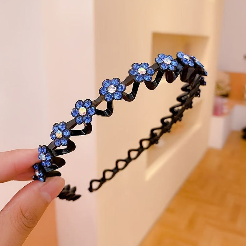 Non-slip Rhinestone Headbands - Elegant Solid Wave Design, Perfect for Styling and Everyday Charm