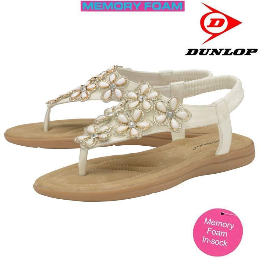 Ladies Memory Foam Low Wedge Heel Walking Toe Post Summer Strappy Sandals Shoes