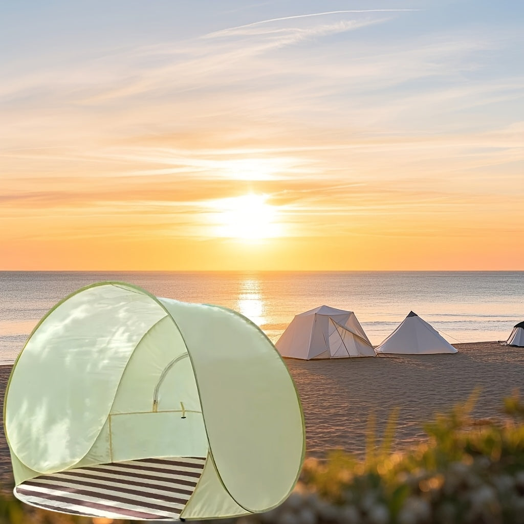 Automatic Instant Pop-up Sun Shelter, Portable Beach Tent, UV Protection, Easy Zipper Closure, with Compact Carry Bag