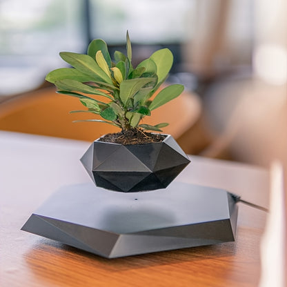 Magnetic Levitating Flower Pot - Contemporary Style, Polished Finish, Lightweight