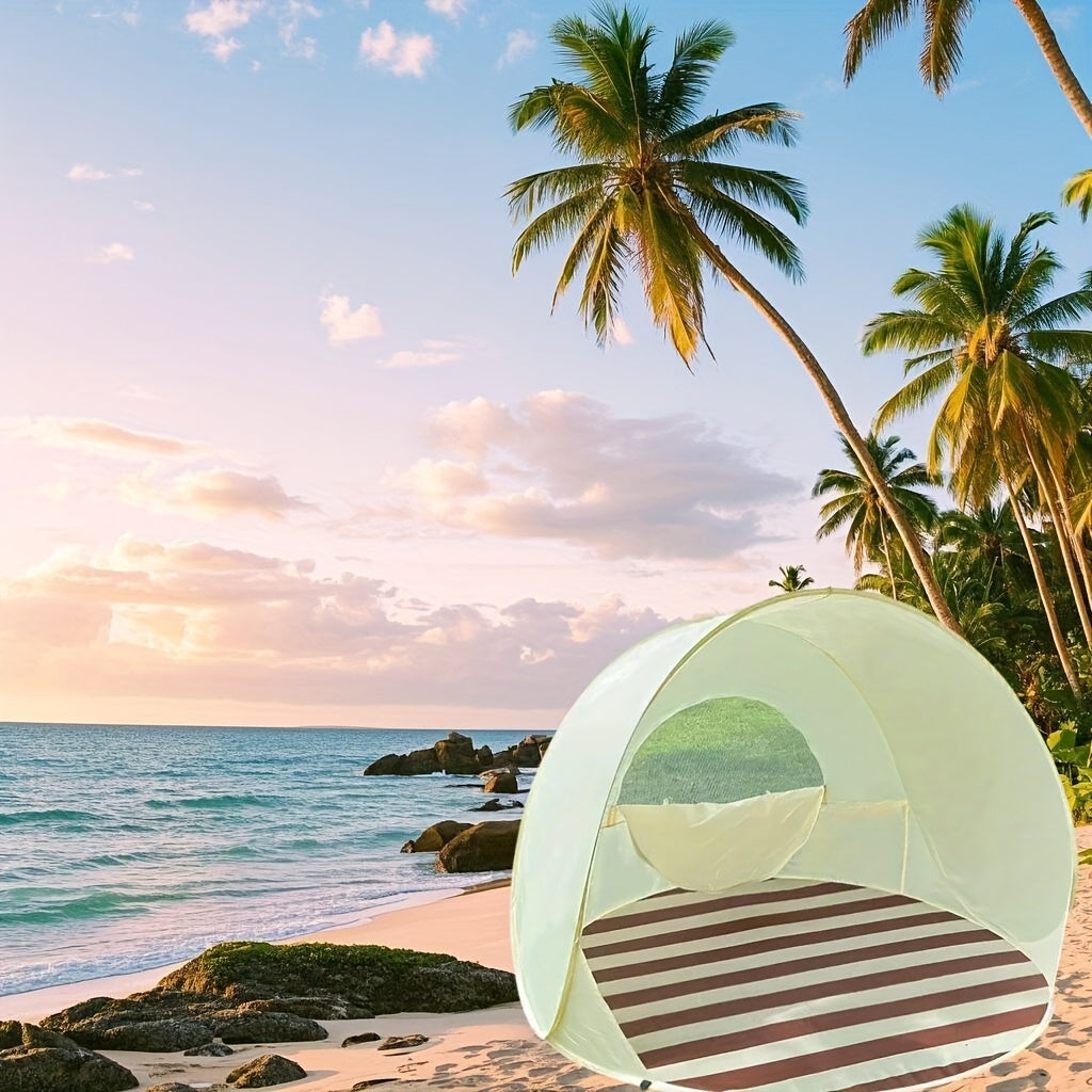 Automatic Instant Pop-up Sun Shelter, Portable Beach Tent, UV Protection, Easy Zipper Closure, with Compact Carry Bag